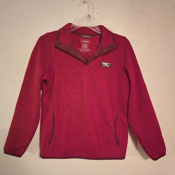 L.L.Bean Sweater Fleece Pullover Womens Size XS Petite, Red Burgundy Color - Picture 1 of 10